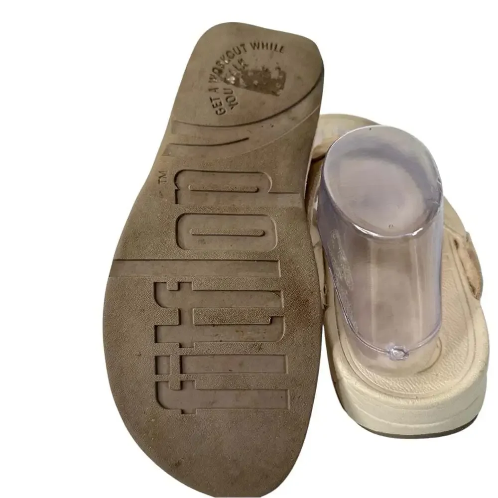 FitFlop Lulu Suede Toe Post Sandals Beige Wobbleboard Comfort Casual Summer 9